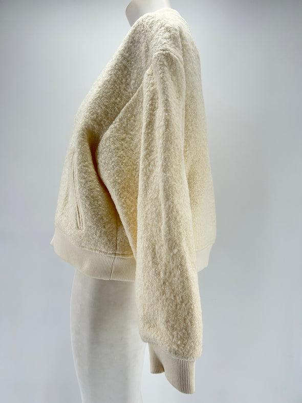 Bomber en laine blanc cassé