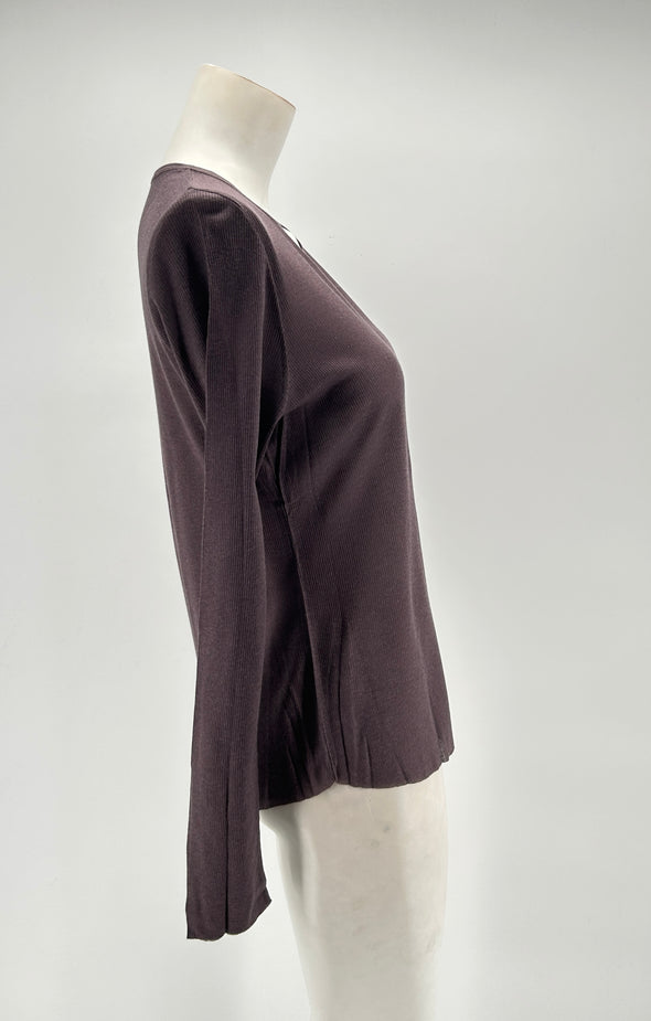 T-shirt aubergine à manches longues
