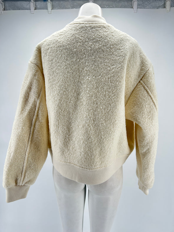 Bomber en laine blanc cassé