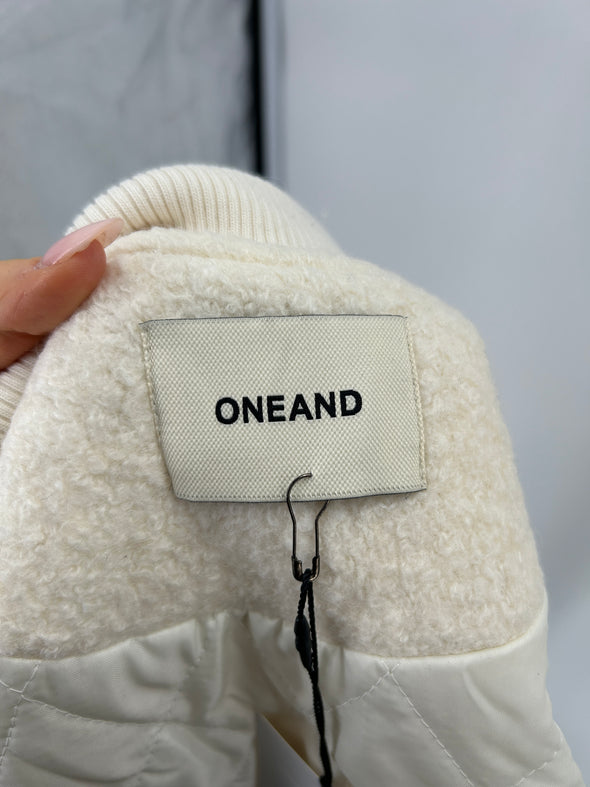 Bomber en laine blanc cassé