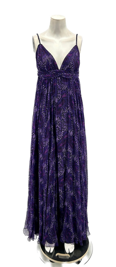 Robe longue violette à fleurs