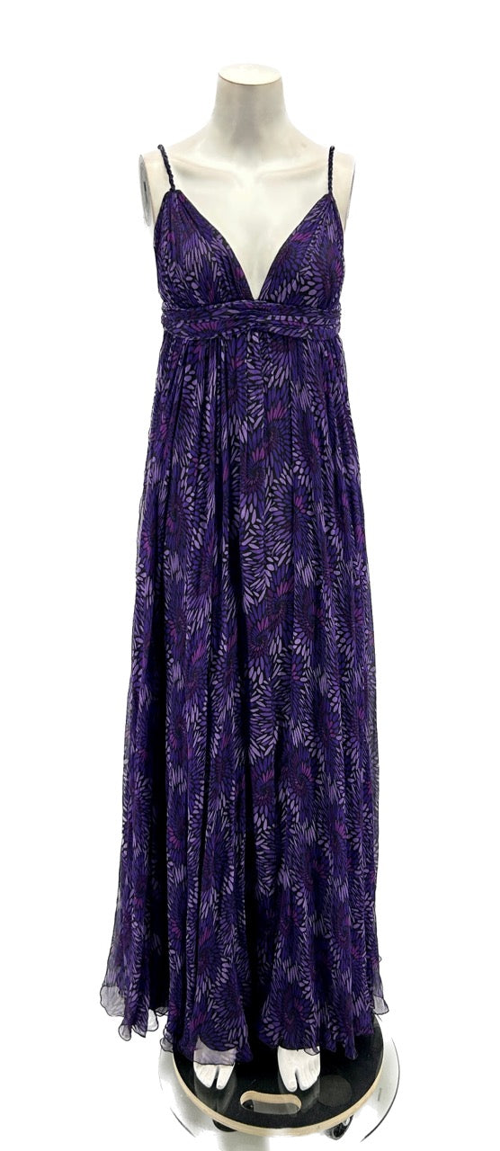 Robe longue violette à fleurs