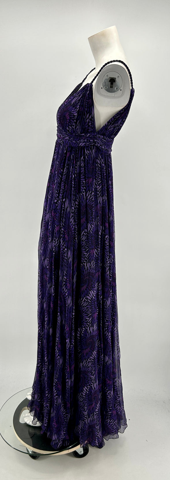 Robe longue violette à fleurs