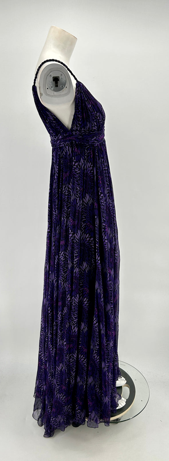 Robe longue violette à fleurs