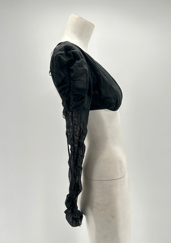 Crop top noir à manches longues "Evangeline"