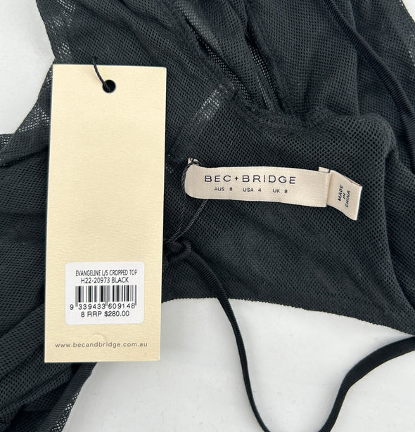 Crop top noir à manches longues "Evangeline"