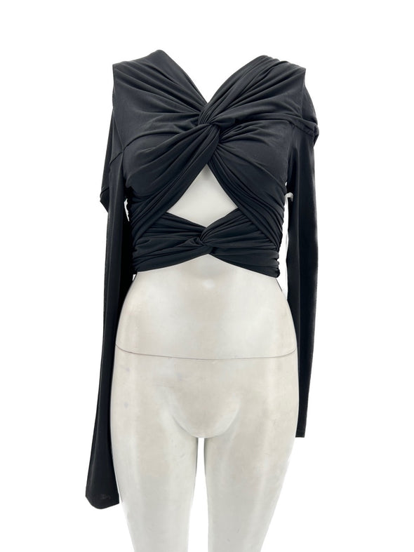 Top noir torsadé "Bebe"