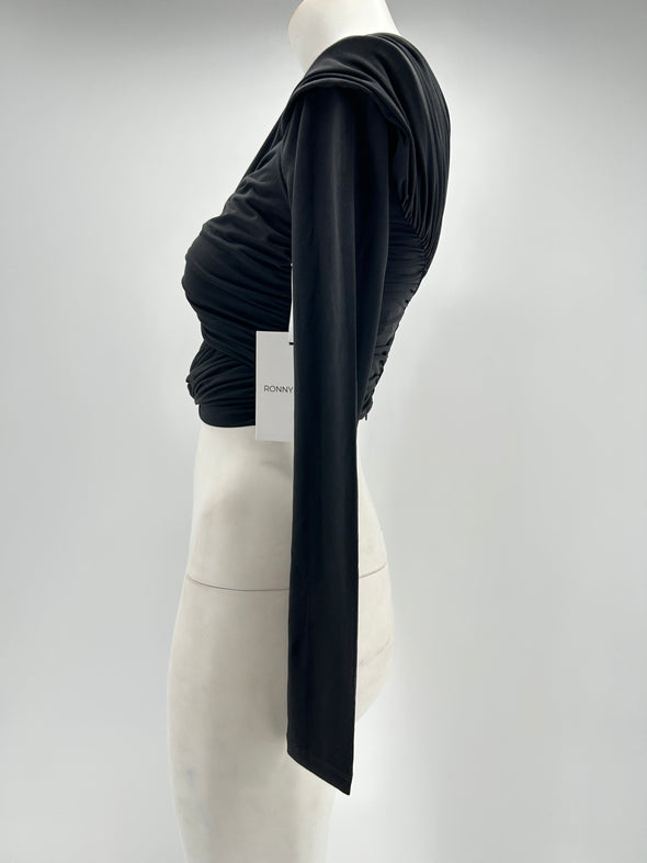 Top noir torsadé "Bebe"