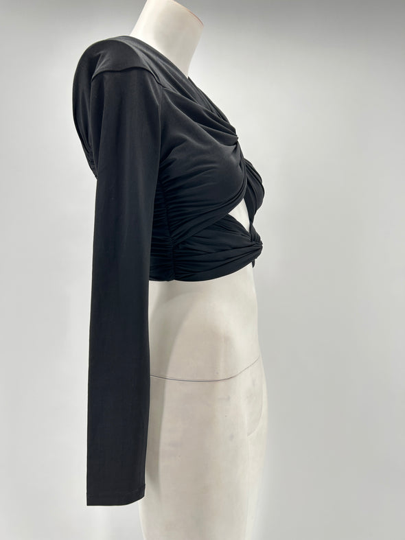 Top noir torsadé "Bebe"