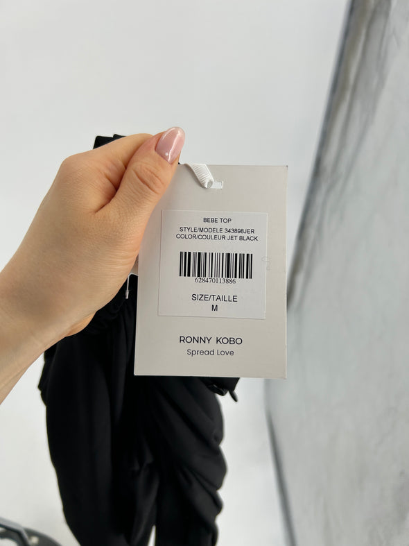 Top noir torsadé "Bebe"