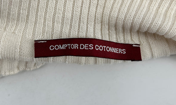 Col roulé beige sans manches en laine