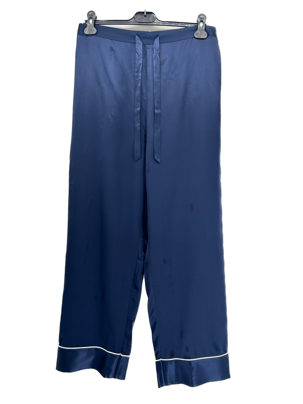 Pantalon en satin bleu marine