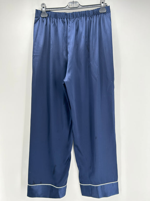 Pantalon en satin bleu marine