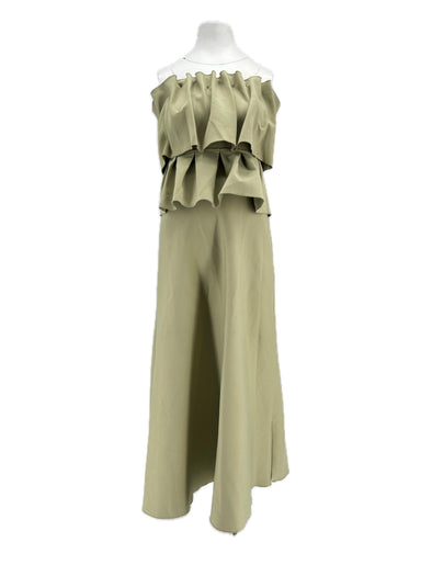 Robe satinée verte