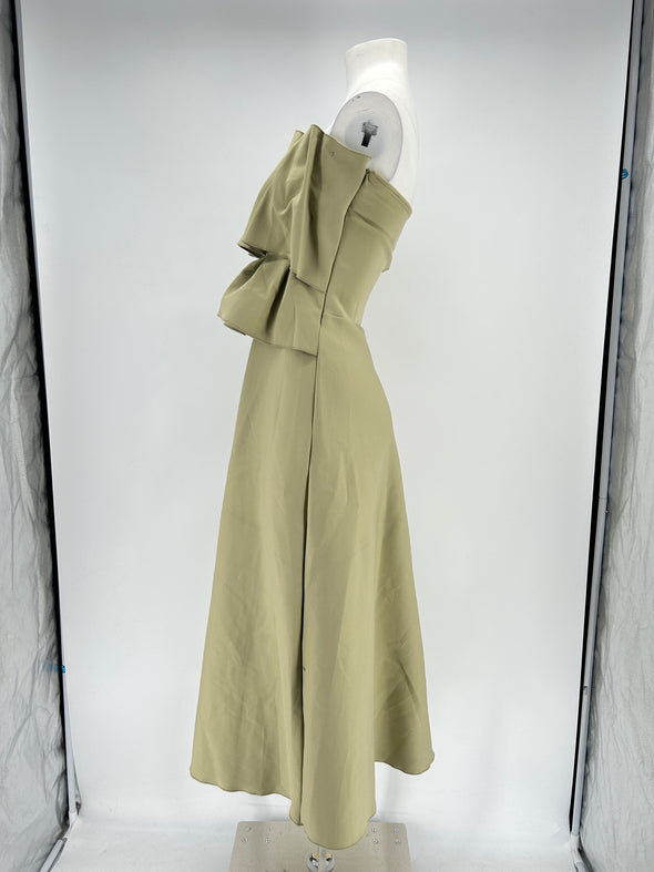 Robe satinée verte