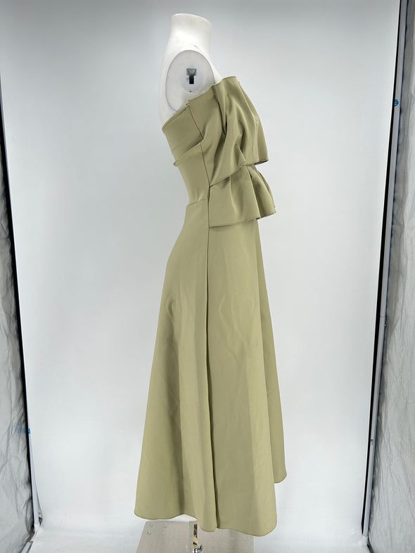 Robe satinée verte