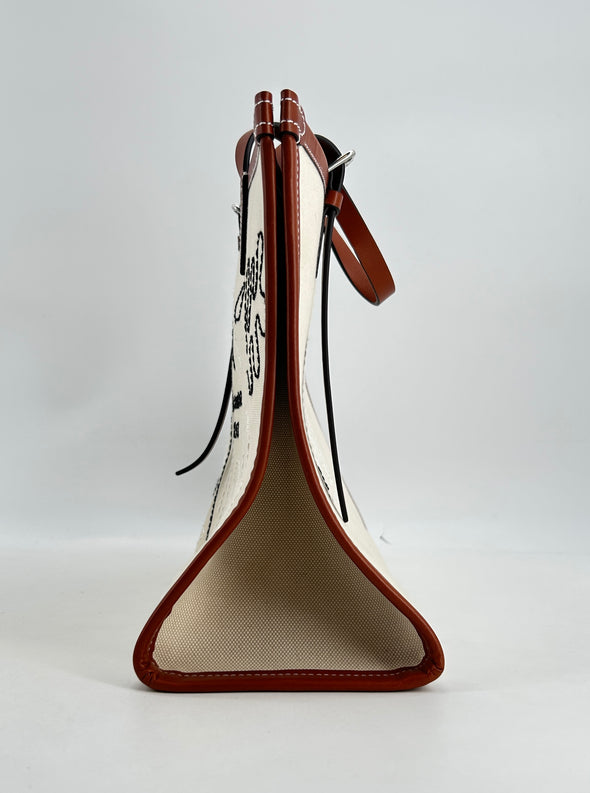 Sac cabas brodé en cuir semi-végétal et en toile