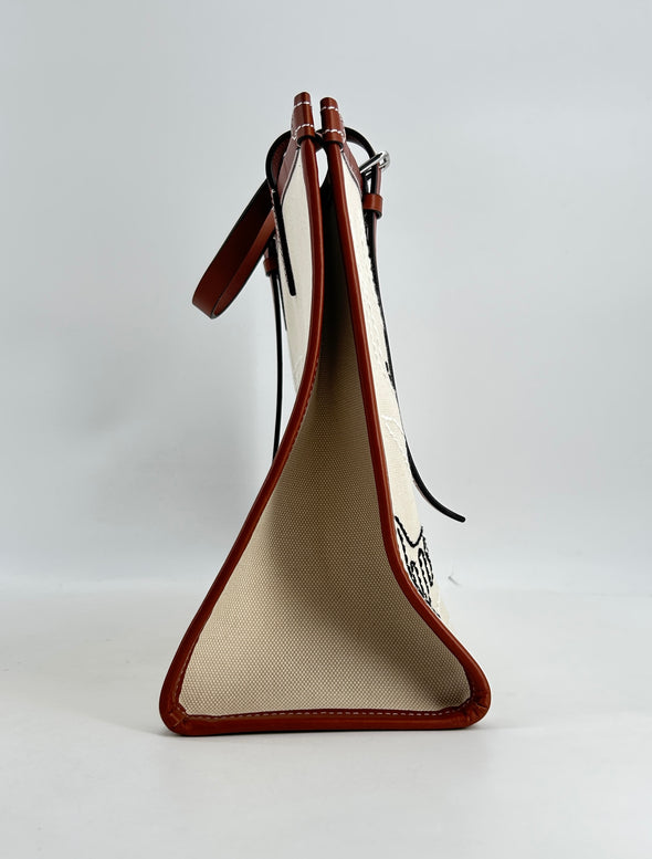 Sac cabas brodé en cuir semi-végétal et en toile