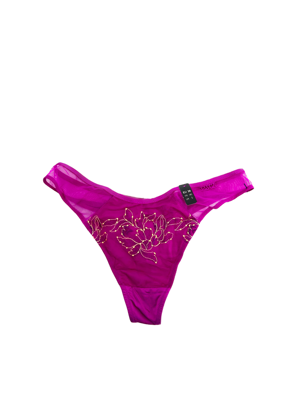 Tanga rose avec dentelle