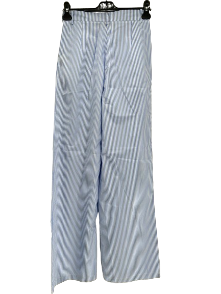 Pantalon bleu à rayures blanches