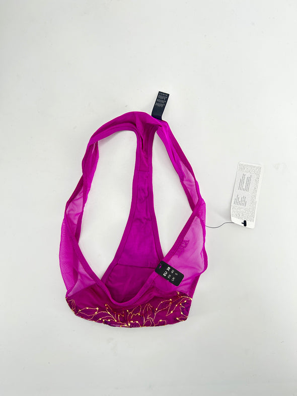 Tanga rose avec dentelle