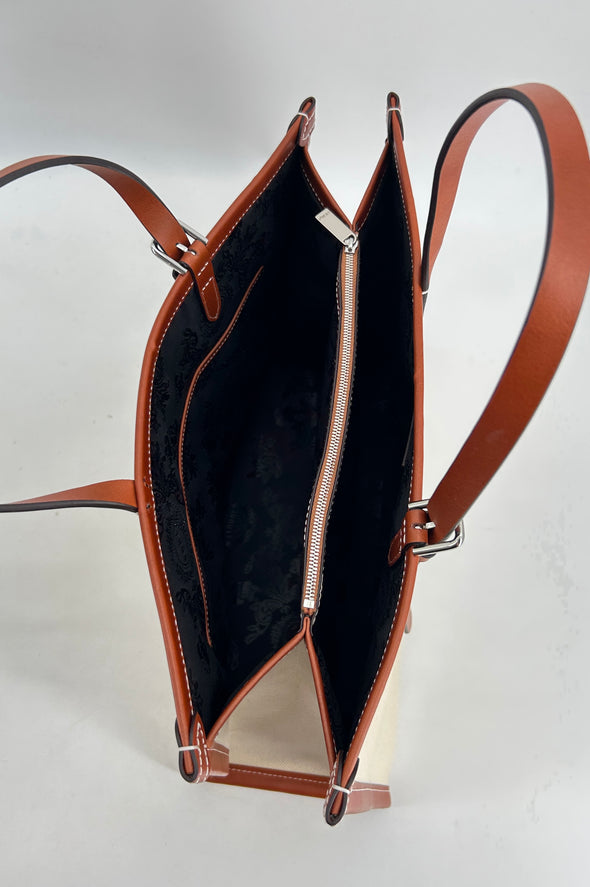 Sac cabas brodé en cuir semi-végétal et en toile