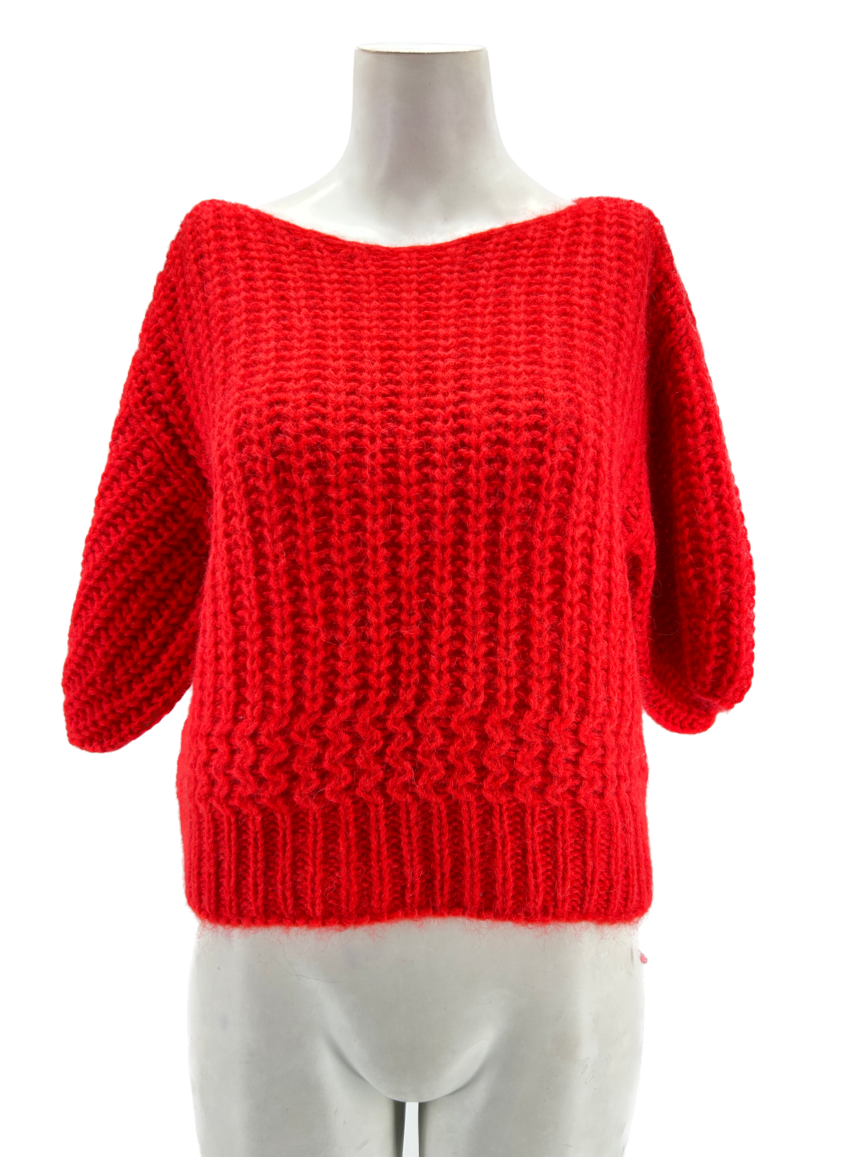Pull rouge en maille côtelée – Personal Seller Paris