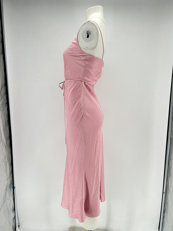 Robe satinée rose