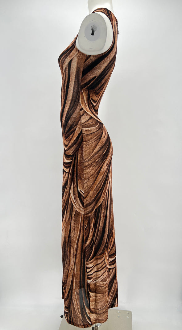 Robe longue marron