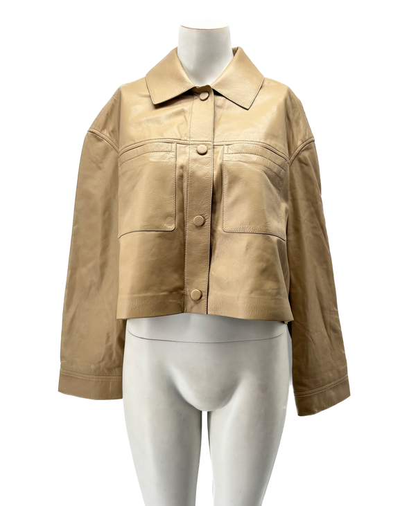 Veste en cuir beige