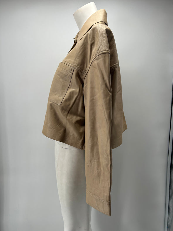 Veste en cuir beige