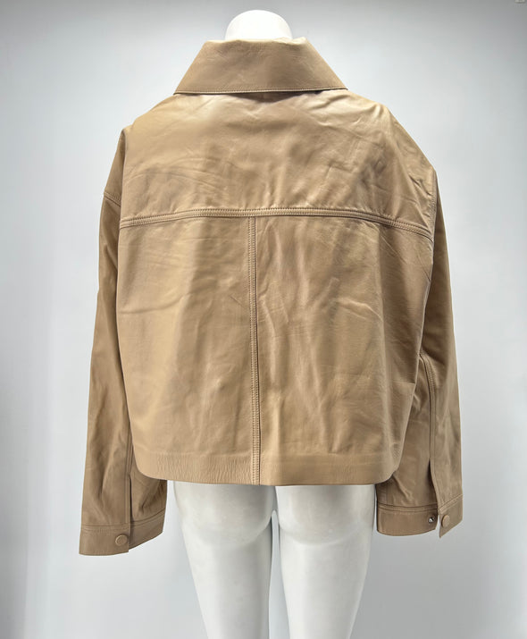 Veste en cuir beige