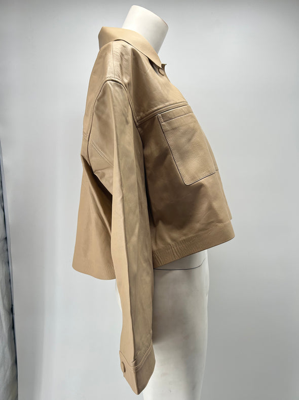 Veste en cuir beige