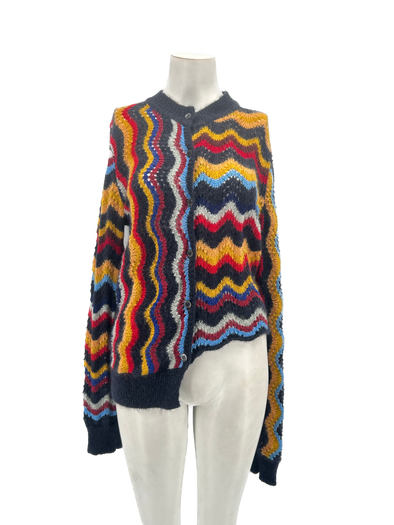 Cardigan asymétrique à imprimés multicolores