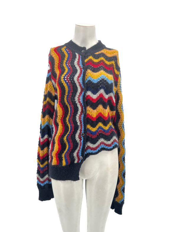 Cardigan asymétrique à imprimés multicolores