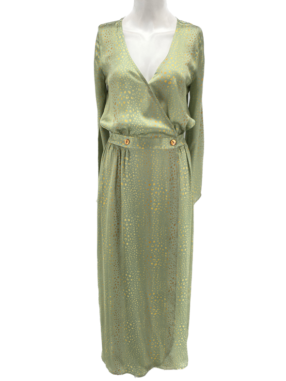 Robe verte à pois dorés