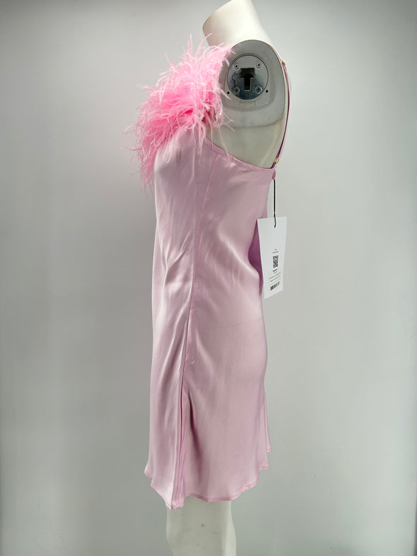 Robe rose à plumes