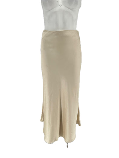 Jupe satinée beige