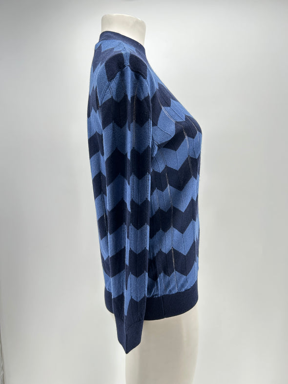 Pull rayé en soie et cachemire