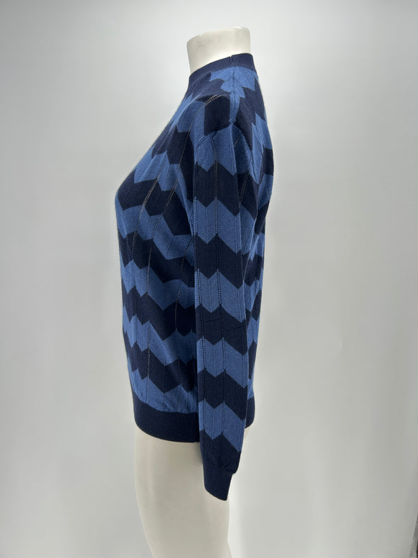 Pull rayé en soie et cachemire
