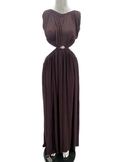 Robe cut-out marron