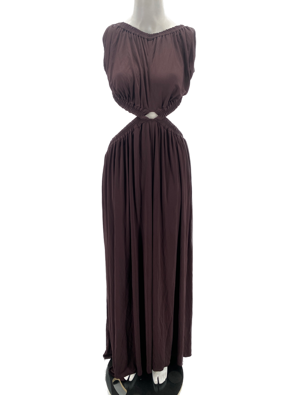 Robe cut-out marron