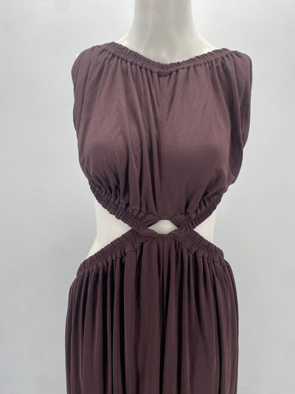 Robe cut-out marron