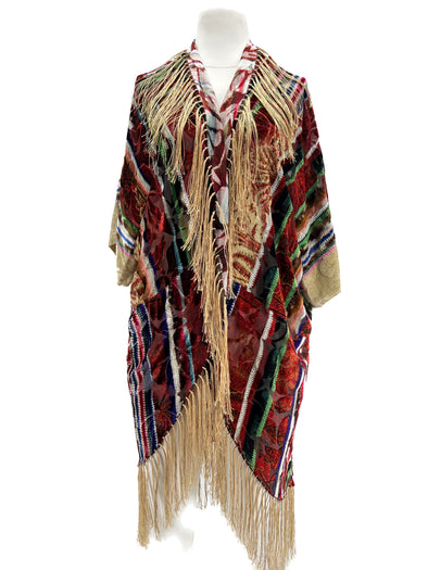 Kimono en velours à franges