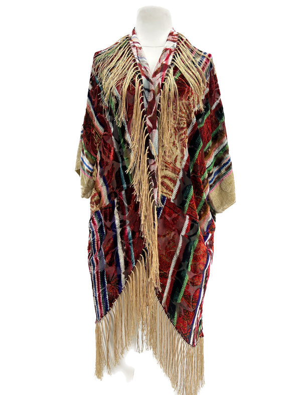 Kimono en velours à franges