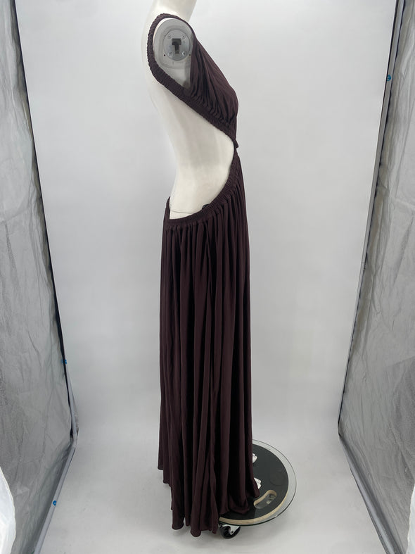 Robe cut-out marron