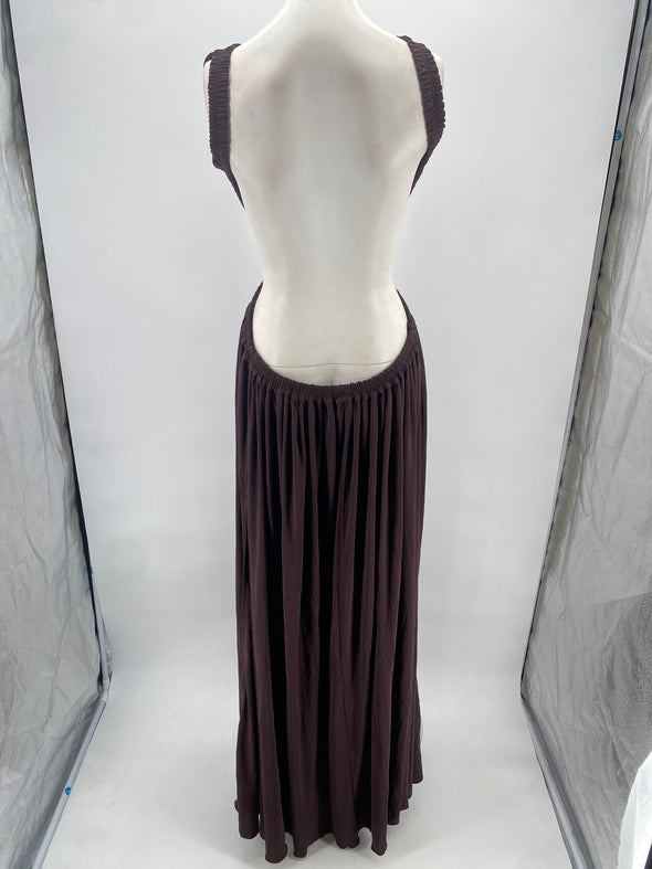 Robe cut-out marron