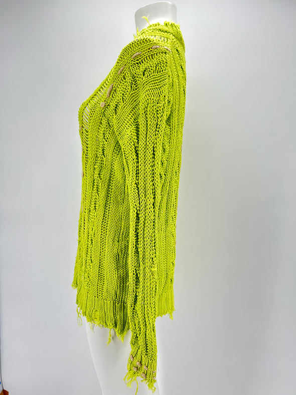 Pull en maille verte