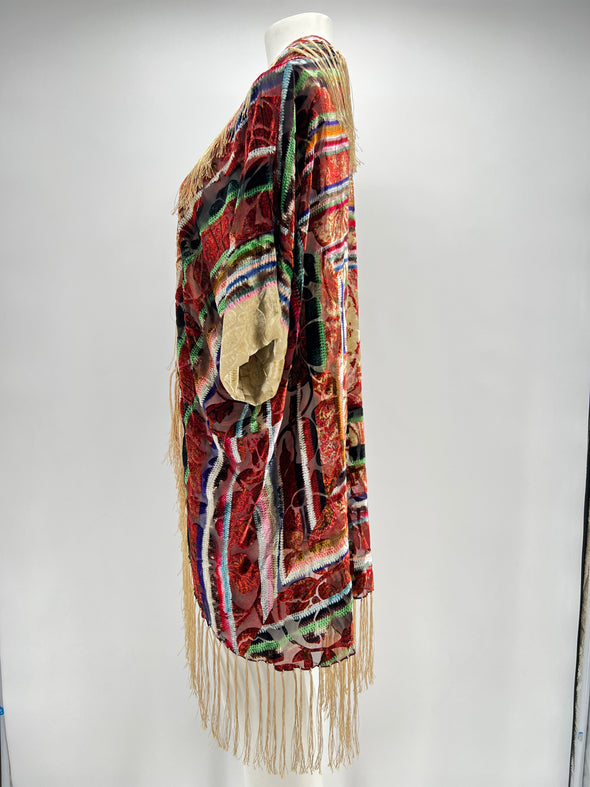 Kimono en velours à franges