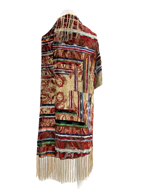 Kimono en velours à franges